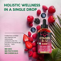 Gouttes liquides de Vitamine B12 Méthylcobalamine Haute Puissance 5000mcg 60ml Étiquette Nettoyée Nutrition Quotidienne ODM Vente en Gros