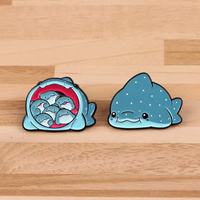 Groothandel Metal Cartoon Pins Schattige Walvishaai Broches Pins Creatieve UV-print Mariene Dieren Pins voor Tassen Kleding Accessoires