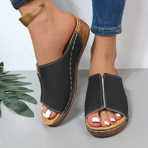 Comfortable One-Step Fashion Slippers for Ladies New Fish Mouth Large Slope Heel Platform Simple Lightweight <b>Sandals</b> for Women - Product Image 3