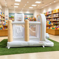 Château gonflable arc-en-ciel couleur macaron avec toboggan et piscine à balles, château gonflable avec fonctions interactives, vente en gros