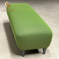 Pouf rond en velours de forme incurvée pour hôtel, villa, appartement, repose-pieds, banc, ottoman avec acier inoxydable