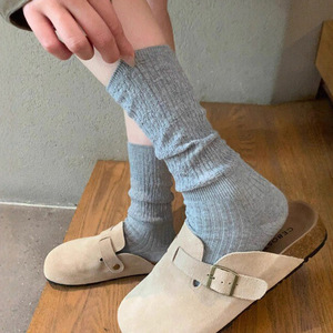   Chaussettes pour femmes, chaussettes en coton tricoté épais pour l'automne et l'hiver, chaussettes longues mi-mollet couleur café pour bottes de neige - Product Image 4