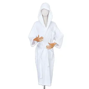 wholesale Hot Sale luxury 100% cotton terry cloth spa/bathroom robes white hooded bathrobe for hotel