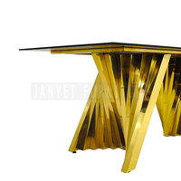 Nouveau design de table de mariage rectangulaire en acier inoxydable en or pour événements