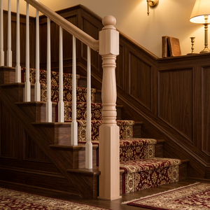 Wooden Floor Mounted Staircase Newel Post Handrail End Fitting Wholesale Solid Timber Baluster <b>Decorative</b> Pillar Factory - Product Image 1