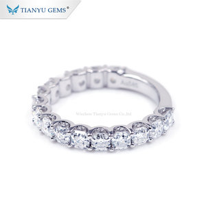 Tianyu gemme puro <span class=keywords><strong>oro</strong></span> bianco anello <span class=keywords><strong>di</strong></span> <span class=keywords><strong>fidanzamento</strong></span> 3*3 millimetri asscher incolore moissanite wedding eternity band - Product Image 3