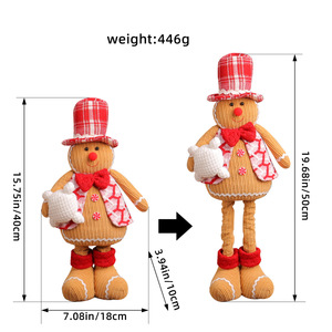 Chapeau de chef écologique artisanal à carreaux LINGKAI, poupée en peluche homme pain d'épices à jambes rétractables, décoration de table de Noël - Product Image 6