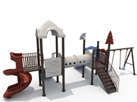 Toboggan combiné robuste en plastique et acier pour extérieur, 7 cubes, capacité maximale 1100 kg, 800x480x350 cm, pour 5 à 10 enfants, idéal pour aires de jeux et parcs.
