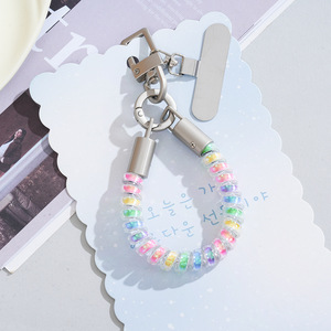 Cordon de téléphone portable en TPU, bracelet multicolore à perles de cristal, boucle en métal, support de téléphone pour poignet - Product Image 4