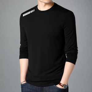 Chất Lượng Cao Người Đàn Ông Phụ Nữ Dài Tay Áo O-Cổ Lỏng Phù Hợp <span class=keywords><strong>Polyester</strong></span> Spandex Thể Thao Giản Dị T-Shirts Đen Trắng Tùy Chỉnh In - Product Image 1