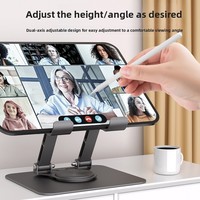 Support de tablette PC portable multifonctionnel en métal, pliable, rotatif, réglable en hauteur, avec dissipation thermique et conception ergonomique pour iPad de bureau