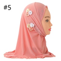 Voiles instantanés brodés de fleurs pour enfants musulmans, couvre-cou, hijabs et châles pour filles de 2 à 6 ans avec strass