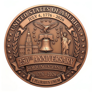 Set di Monete Commemorative in Rame Puro 999 da 1 oz, Commemorazione 9/11 25 Anni, 250° Anniversario America 1776-2026, Stampa UV Rotonda - Product Image 2