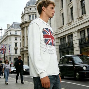Heavyweight Waffle Round Neck Sweatshirt Manufacturer Custom Embroidered Printed Boxy Distressed Knitted Long Sleeve t <strong>Shirt</strong> - Product Image 2
