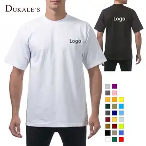 Dukale, 240 gsm camiseta 4 xl t camisas 100% de algodón peinado pre encogido de gran camisetas para hombre cuello de peso pesado de la tripulación t-camisa de cuello