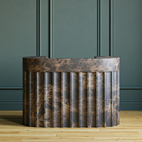 Table console en marbre travertin beige Dream Home, meuble semi-circulaire cannelé avec dessus à double extrémité incurvée, meuble d'entrée pour hall