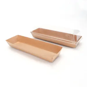 Bandeja de comida de papel impresa personalizada disponible, papel Kraft con tapa, caja de pastel desechable, caja de sándwich, caja de embalaje de aperitivos, se acepta - Product Image 1