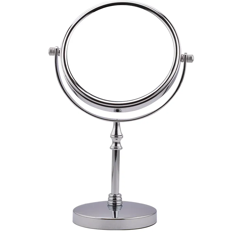 도매 가격 라운드 360 도 회전 금속 데스크탑 화장대 거울 메이크업 화장품 테이블 거울