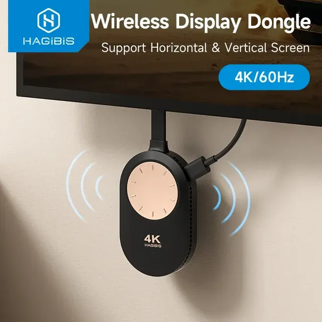 Hagibis Wireless HDMI-Compatible Display Dongle Adapter 4K 60Hz Wireless Extender for Laptop PC Smartphone HDTV Projector IOS