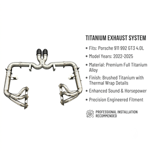 Vortex Bespoke Sport Sound Stainless <b>Exhaust</b> With Carbon Tips & Vacuum Valve Fits Porsche 992 GT3 4.0L - Product Image 1
