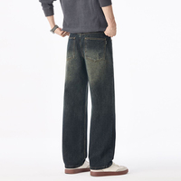 Nouveau Jean Américain Rétro Coupe Droite pour Homme – Tendance, Neuf, Style Urbain, Délavé et Effet Vieilli, Coupe Ample Droite