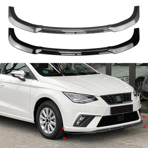 Amp Z Front Lip Splitter pour Seat Ibiza Mk5 Standard FR 2018 Noir Piano Texture Fibre de Carbone - Product Image 1