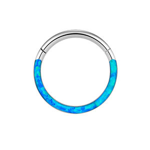 ASTM F136 Titanium Body <b>Ring</b> Pave Strip Opal Hinged Septum <b>Ring</b> Nose Nail Lip <b>Ring</b> Piercing Body Jewelry for Women - Product Image 4