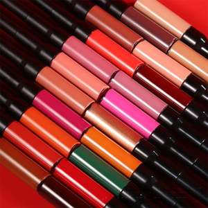 制作自己的标志二合一美容化妆品双端防水21色哑光唇彩液体唇膏唇膏铅笔套装 - Product Image 3
