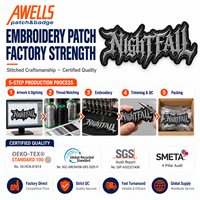 Patch brodé gothique personnalisé avec lettrage foncé pour sweats à capuche, vestes, sacs, chapeaux et streetwear AWELLS