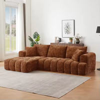 Canapé d'angle convertible en chenille de luxe, grand format, moderne et confortable, avec fonction couchage et mousse à mémoire de forme, idéal pour appartement et hôtel