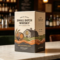 Boîte personnalisée haut de gamme en carton ondulé pour whisky mélangé Nova Spirits avec dorure à chaud, emballage cadeau étanche pour spiritueux, production en 72h