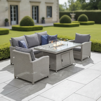 Ensemble de canapé d'extérieur moderne en aluminium avec table brasero, étanche, écologique, confortable, pour cour et hôtel