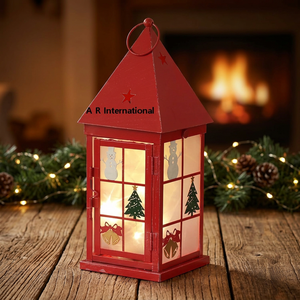 Lanterne en fer résistante à la chaleur, unique et très vendue, pour la décoration de la maison pour Noël - Product Image 1