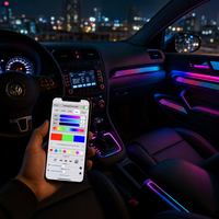 Trontech Golf 6 2008-2013 Lumière Ambiante |   Panneaux de porte à commande centrale LED Chaser, miroir, volant, contrôle par application, Plug & Play