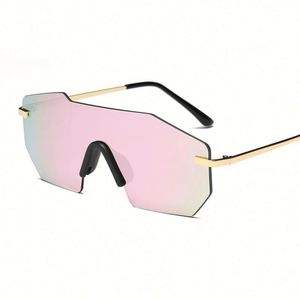 Lunettes de soleil classiques tendance 2019 pour femmes et hommes, verres miroir, lunettes de soleil surdimensionnées sans monture - Product Image 6