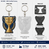 Porte-clés personnalisé en aluminium 3D gaufré, forme trophée de reconnaissance des employés, médaille de récompense, vente en gros promotionnelle
