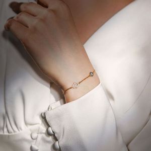 Dylam 925 Sterling Silver Blue Evil Sapphire Eye <b>Bracelet</b> With 5A Cubic Zirconia <b>Adjustable</b> Chain <b>Bracelets</b> for Women - Product Image 5