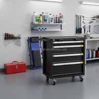 Chariot à outils mobile de 25 pouces avec panneau perforé latéral, 4 tiroirs, roulettes verrouillables, acier laminé à froid, usine OEM/ODM/OBM