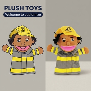 Marioneta <span class=keywords><strong>de</strong></span> Peluche Personalizada <span class=keywords><strong>de</strong></span> Fábrica, <span class=keywords><strong>Bombero</strong></span> Negro, Marioneta <span class=keywords><strong>de</strong></span> Mano Suave, Juguete Educativo Interactivo <span class=keywords><strong>de</strong></span> Peluche para la Interacción Familiar - Product Image 1