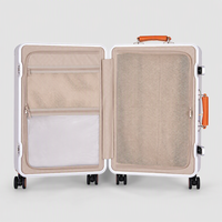 Valise à roulettes semi-rigide moderne entièrement en aluminium avec Bluetooth, serrure TSA, étanche, antivol et en polyester durable