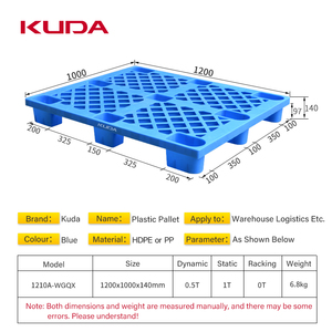 KUDA 1210A-WGQX plastik palet dört yönlü giriş tipi sanayi iç içe ızgara plastik palet için depo lojistik 1200x1000x140mm - Product Image 3