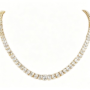 Trendy 14K 18K Solid Gold Lab Created Diamond Tennis <b>Necklace</b> Oval Cut IGI Fine Jewelry for Women - Product Image 1