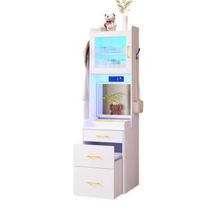 خزانة زينة بيضاء عتيقة قابلة للطي مع أدراج مرآة ليد قابلة للطي مع أدراج مكياج قابلة للطي - Product Image 1