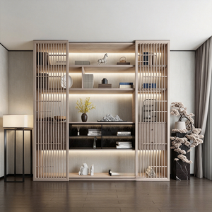 Estantería Combinada de Estilo Moderno BALOM, Estantes Abiertos, Diseño de Armario Cerrado, Luz Ambiental LED, Mueble de Almacenamiento de <span class=keywords><strong>Libros</strong></span> <span class=keywords><strong>para</strong></span> el Hogar - Product Image 4
