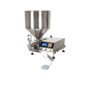 Machine de remplissage semi-automatique pour beurre de cacahuète, sauce chili, crème, pâte, confiture, avec mélangeur pneumatique - Product Image 1