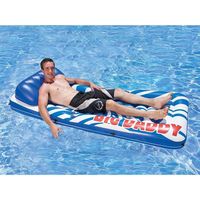 Matelas Gonflable Flottant Bleu pour Adulte avec Dossier, Lit Flottant Simple ou Double pour Piscine et Plage
