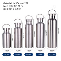 ZP vente en gros 350ml/500ml/750ml/1000ml puissance revêtement flacon en acier inoxydable isolé sous vide Double paroi Sport large bouche bouteille