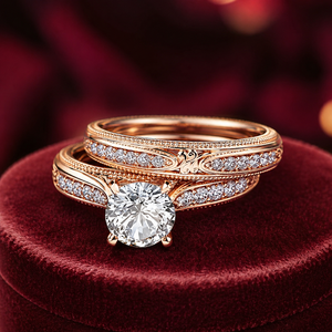 Elegante Set di Anelli Nuziali di Design per Donne, Gioielli da Sposa Delicati e Alla Moda - Product Image 5
