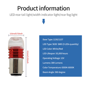 12V Xe dẫn bóng đèn nhấp nháy màu đỏ & cố định 1156 BA15S P21W 1157 BAY15D P21/5W 5630 3smd tự động xe máy phanh lần lượt tín hiệu đuôi đèn - Product Image 2