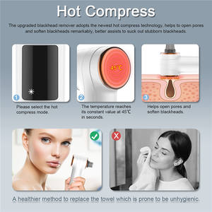 USB Rechargeable LCD Electric Blackhead Remover <b>Vacuum</b> <b>Pore</b> Cleaner with Hot Compress - Product Image 4